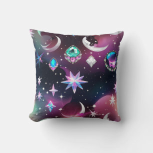 Throw Pillow - Tourmaline Opal Celestial Moon