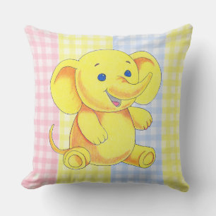 Throw Pillow Toy Elephant Gingham