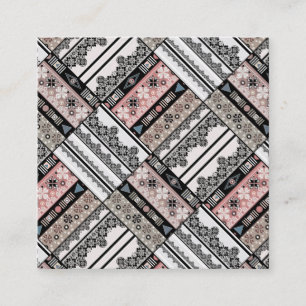 Throw Pillow Tribal ethno traditional geometrical Square Business Card