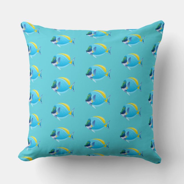 Throw Pillow-Tropical Fish Pillow (Front)