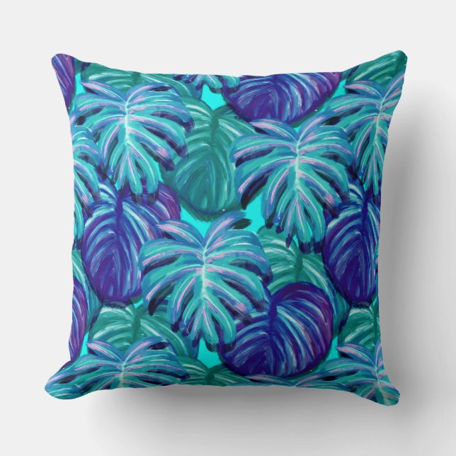 Throw Pillow-Tropical Leaves Pillow (Front)