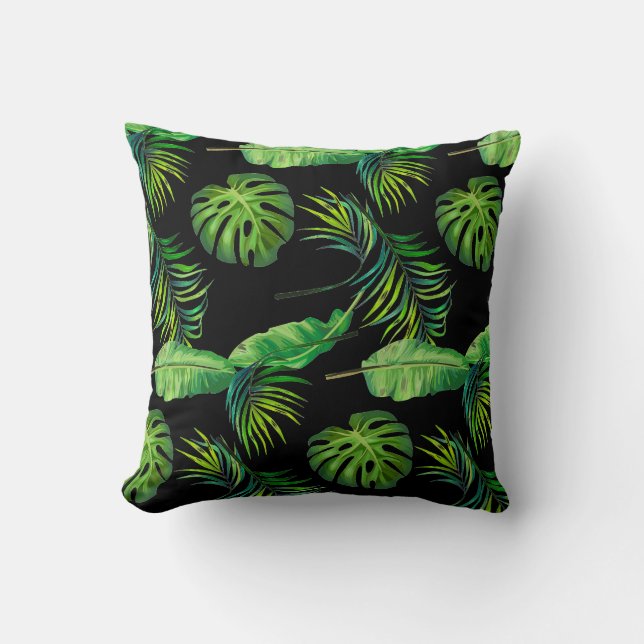 Throw Pillow-Tropical Leaves Pillow (Front)