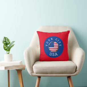 Throw Pillow - USA Personalized - Add City Name