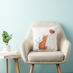 Throw Pillow Valentine's Day Foxy Red Hearts