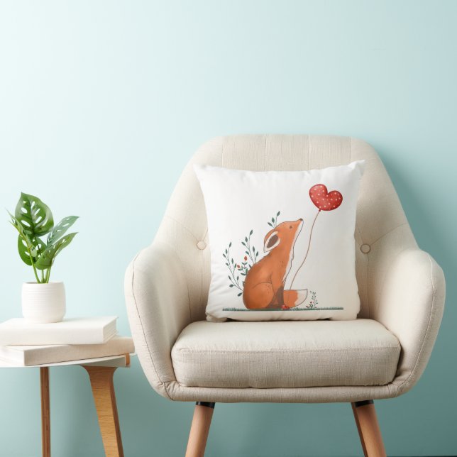 Throw Pillow Valentine's Day Foxy Red Hearts (Chair)