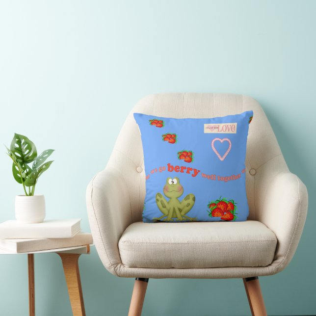 Throw Pillow Valentine's Day Frog Berry (Chair)