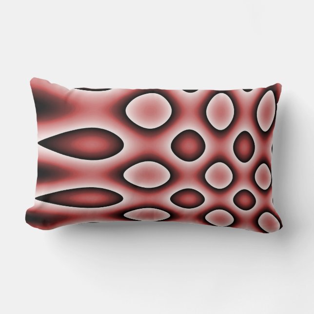 Throw Pillow, Warped Polka Dot Pattern, Red Lumbar Pillow (Front)