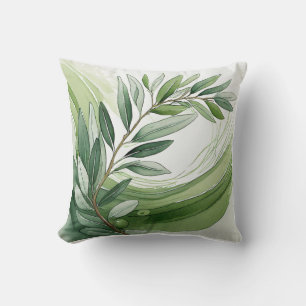 Throw Pillow Watercolor Olive Branch I