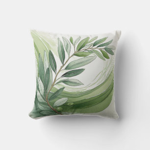 Throw Pillow Watercolor Olive Branch I