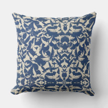 Throw Pillow white pigeons in blue background