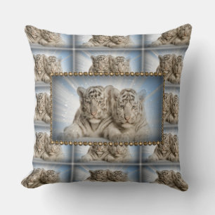 Throw Pillow/White Tigers Pillow