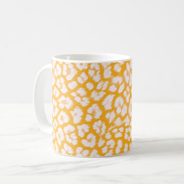 Throw Pillow White yellow abstract leopard print Coffee Mug (Front Left)