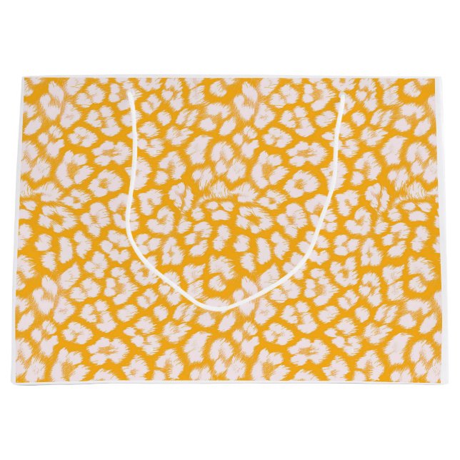 Throw Pillow White yellow abstract leopard print Large Gift Bag (Front)