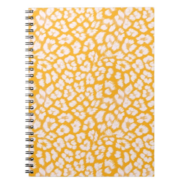 Throw Pillow White yellow abstract leopard print Notebook (Front)