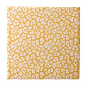Throw Pillow White yellow abstract leopard print Tile