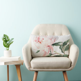 Throw pillow with a gently peony print