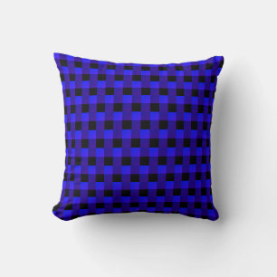 Throw Pillow with Blue and Black Check
