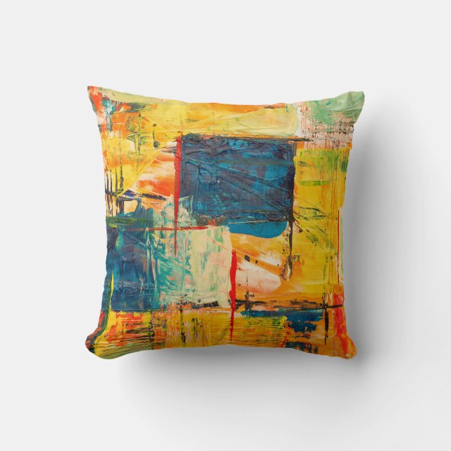 Throw pillow with colourful abstract design (Front)