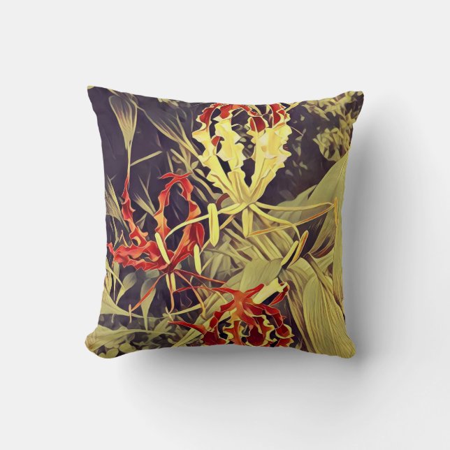 Throw pillow with Flame flower pattern (Front)
