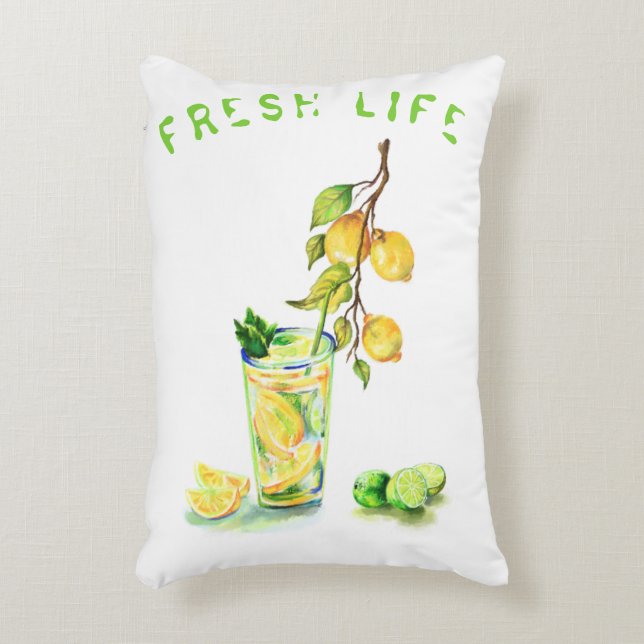 Throw Pillow with Lemons Cocktail (Front(Vertical))