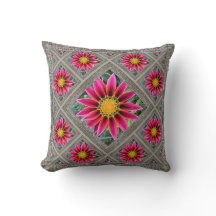 Throw Pillow with Magenta Gazania