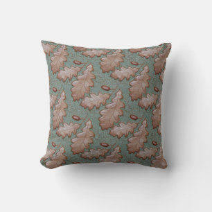 Throw Pillow with Oak leaf  & acorn print