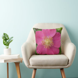 Throw Pillow With Picture Of Bright Pink Rose