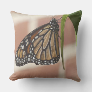 Throw Pillow With Picture Of Monarch Butterfly