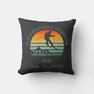 Throw Pillow with skiing design