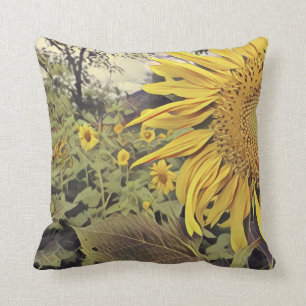 Throw pillow with sunflower design
