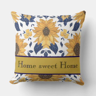 Throw Pillow with sunflowers for warm vibe 