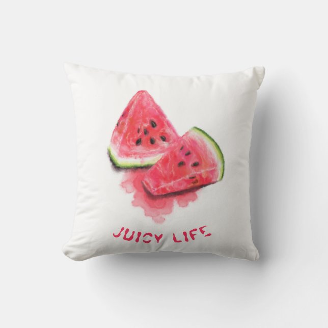 Throw Pillow with Sweet Juicy Watermelons (Front)