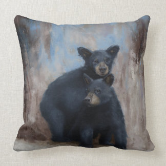Throw Pillow with Two Bear Cubs