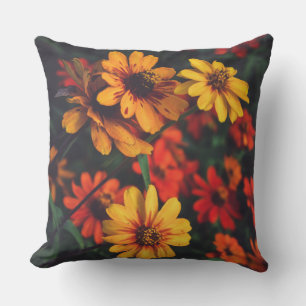Throw Pillow Yellow Orange Daisy Floral Botanical