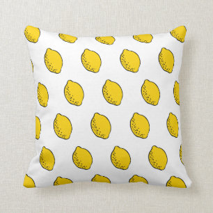 Throw pillow: yellow & white pop art lemons pillow