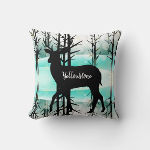 Throw Pillow-Yellowstone Deer Throw Pillow