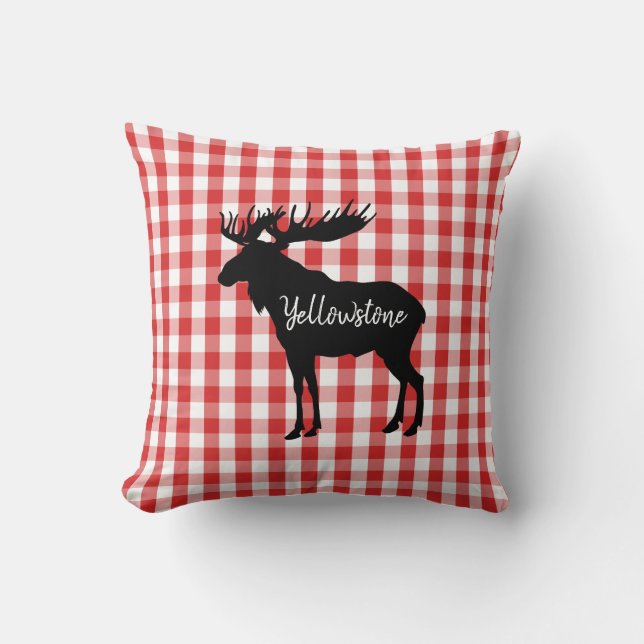 Throw Pillow-Yellowstone Moose Throw Pillow (Front)