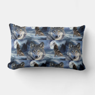 Throw Pillow-Yellowstone Wolf Lumbar Pillow
