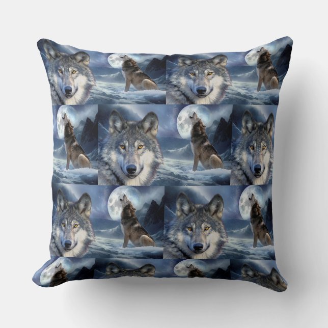 Throw Pillow-Yellowstone Wolf Pillow (Front)