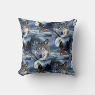 Throw Pillow-Yellowstone Wolf Throw Pillow