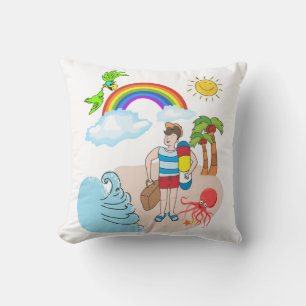 Throw Pillows Beach Fun Octopus