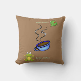 Throw Pillows Beige Before After Coffee Frogs