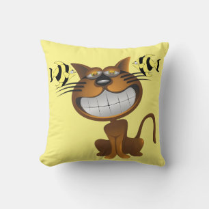 Throw Pillows Cat Fish Black