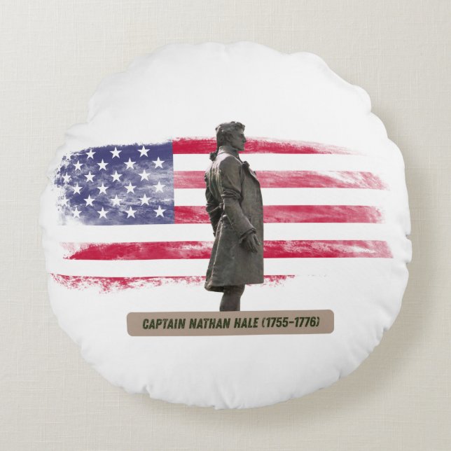 Throw pillows-Nathan Hale (1755–1776) Spy American Round Pillow (Front)