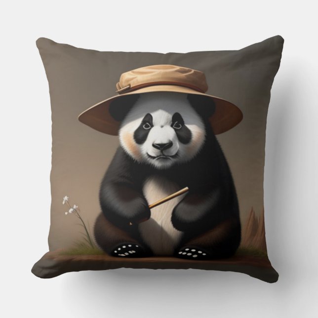 Throw pillows, panda trait einen Hut Throw Pillow (Front)