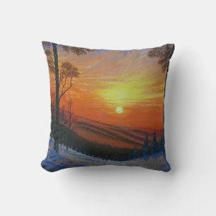 Throw Pillows - "Sunset Over Snowy Forest"