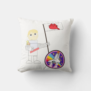 Throw Pillows White Astronaut Kitten Cat