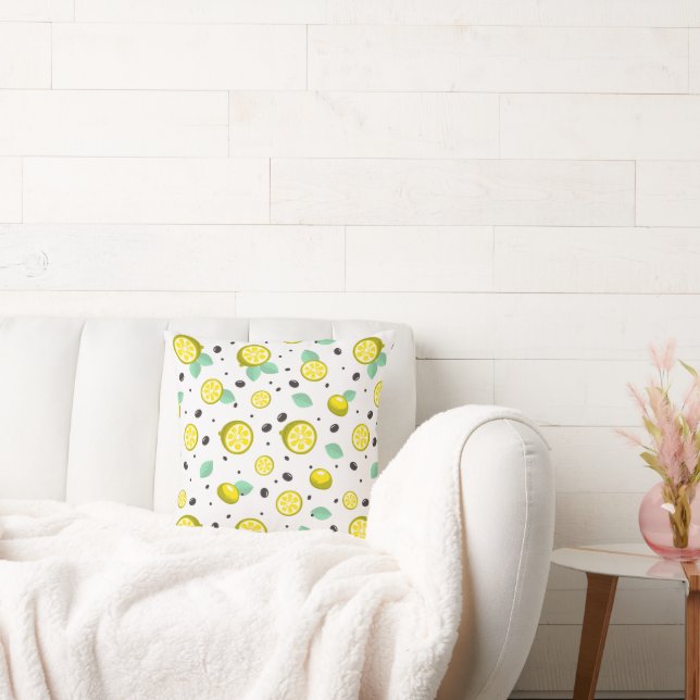 Throw Pillows with a modern pattern of leaves. (Couch)