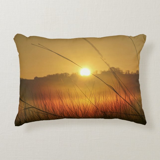 Throw Pillows with the image of sunset gradually (Front)