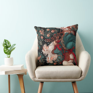 Throw Pilow Victorian Yule Design Throw Pillow
